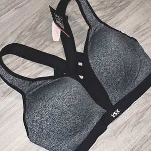 NWT Victoria’s Secret VSX Sports bra Black Grey 32DD